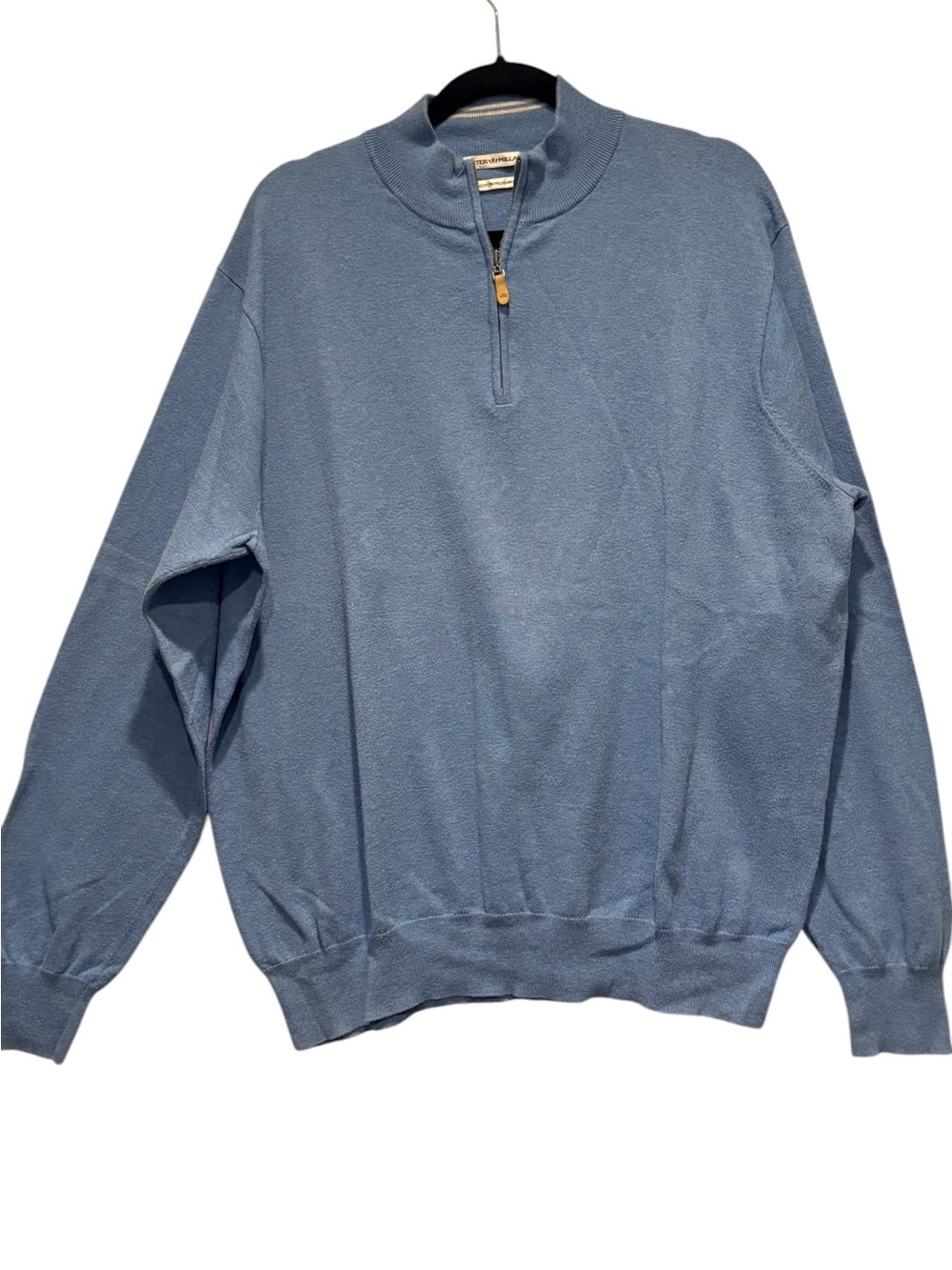 Peter Millar - Men's quarter-zip 1/4 zip pullover sweater. Size XL. Light blue